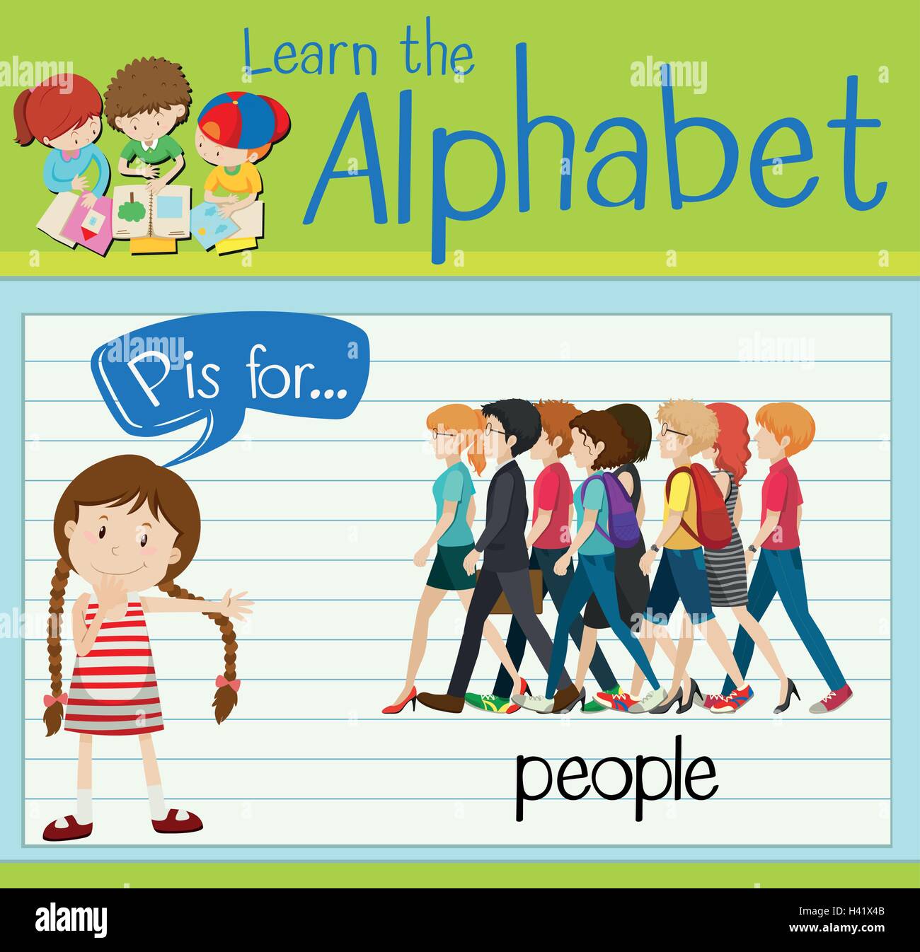 Flashcard letter P is for people illustration Stock Vector Image & Art ...