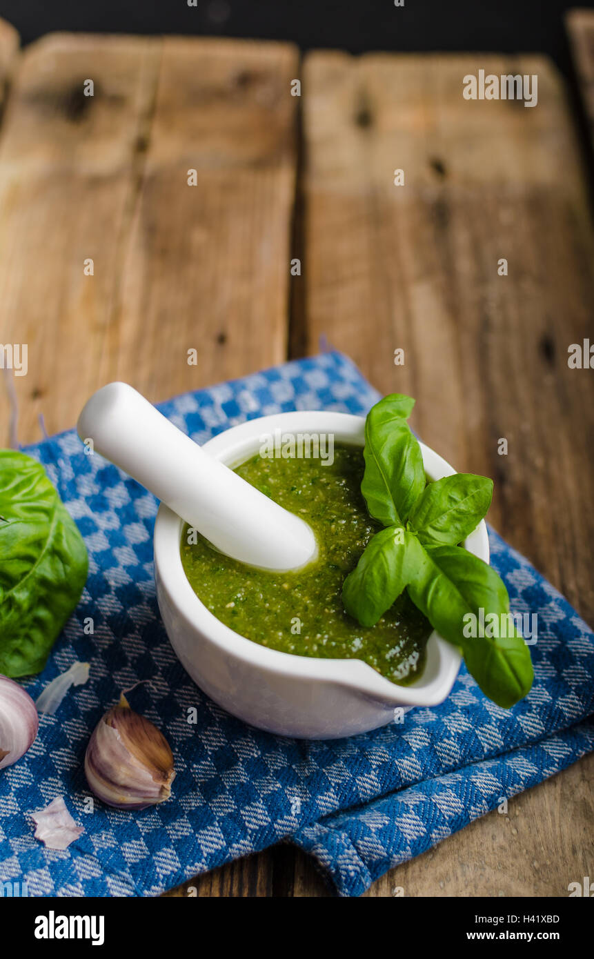 Original Italian pesto from olive oil, basil, nuts, little garlic and ...