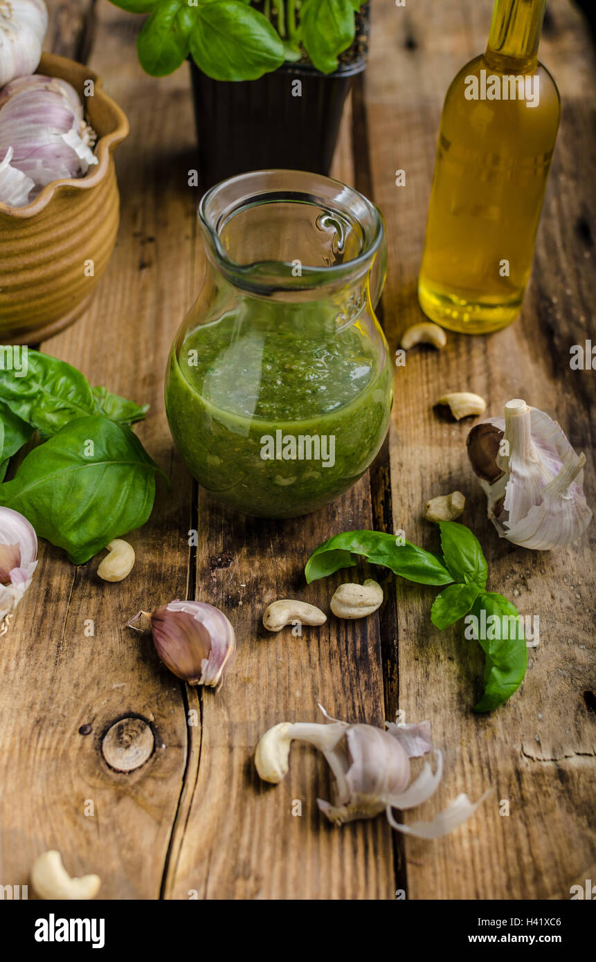 Original Italian pesto from olive oil, basil, nuts, little garlic and ...
