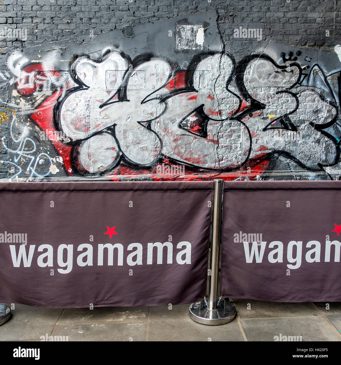 Wagamama Restaurant and Graffiti South Bank London England Stock Photo