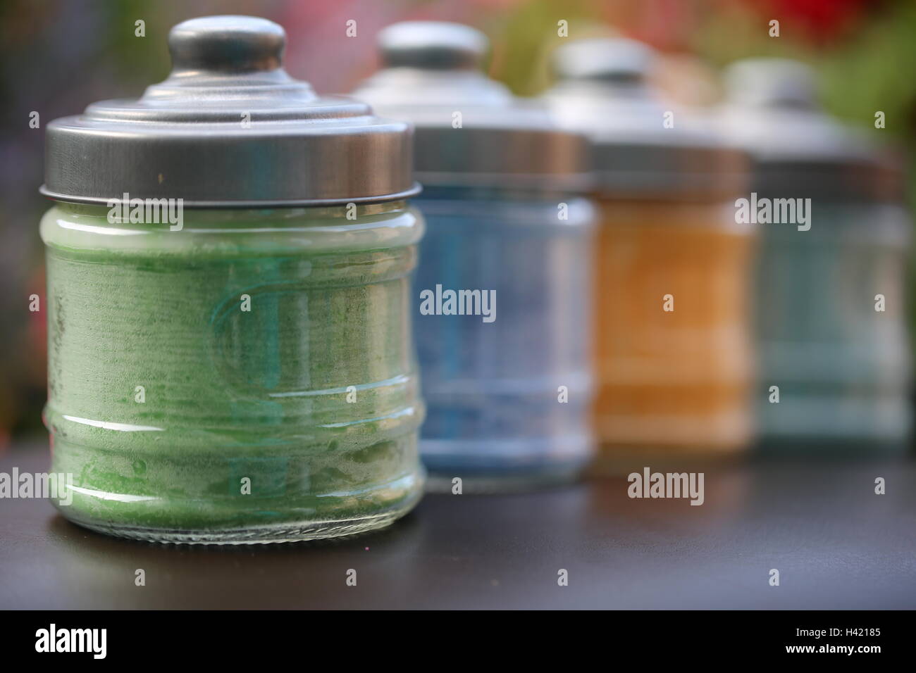 A Row Of Homemade Candles Stock Photo