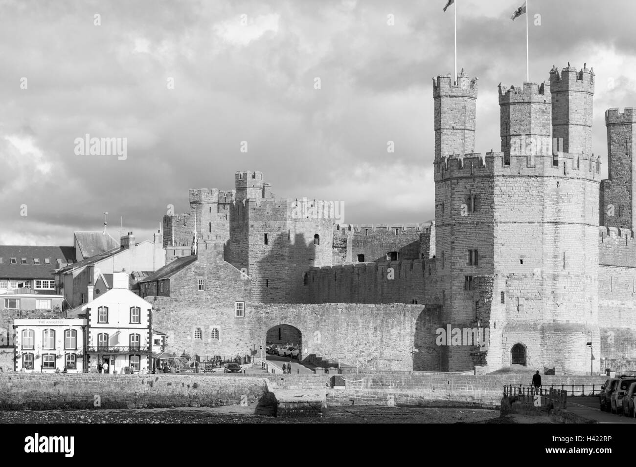 Caernarfon Castle, Gwynedd, North-West Wales, UK Stock Photo