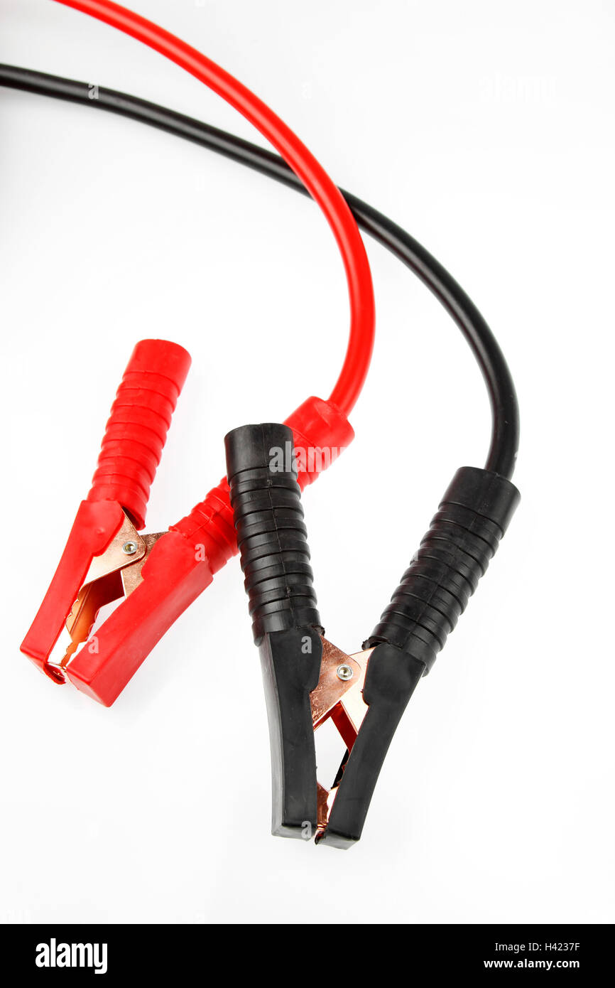 Jumper cables on plain background Stock Photo