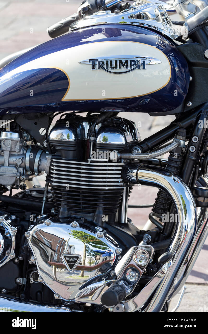 A Triumph classic motorcycle. Stock Photo