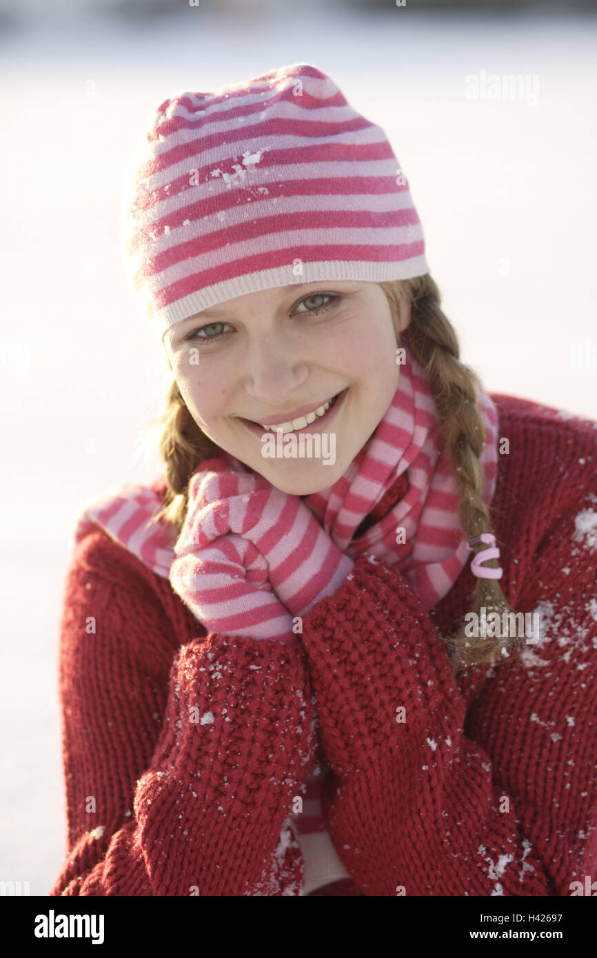 Woman, young, winter clothing, smiles, Portrait, winters,, Series, 16 ...