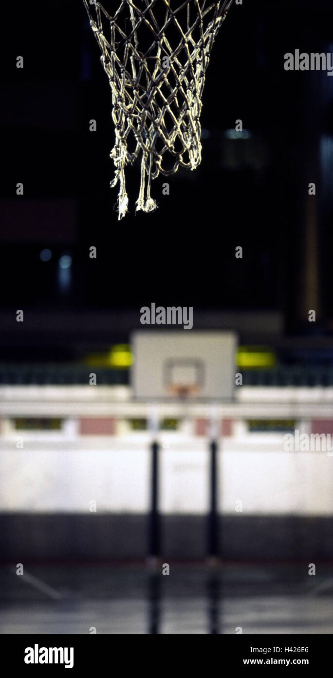 Basketball place, fuzziness, basket, detail network, evening, Stock Photo