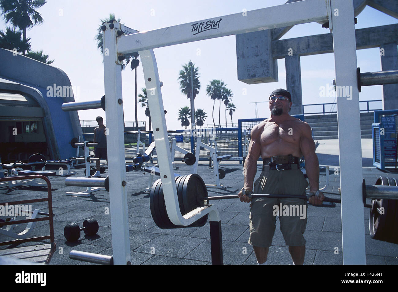 The USA, California, Los Angeles, Venice, Muscle Beach, fitness devices ...