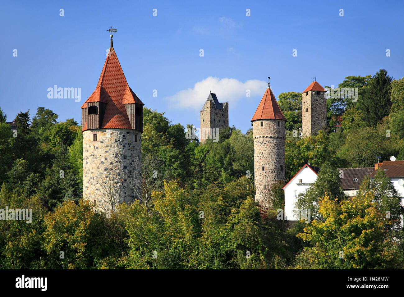 Fritzlar, four towers view, Hessen, Germany, Stock Photo