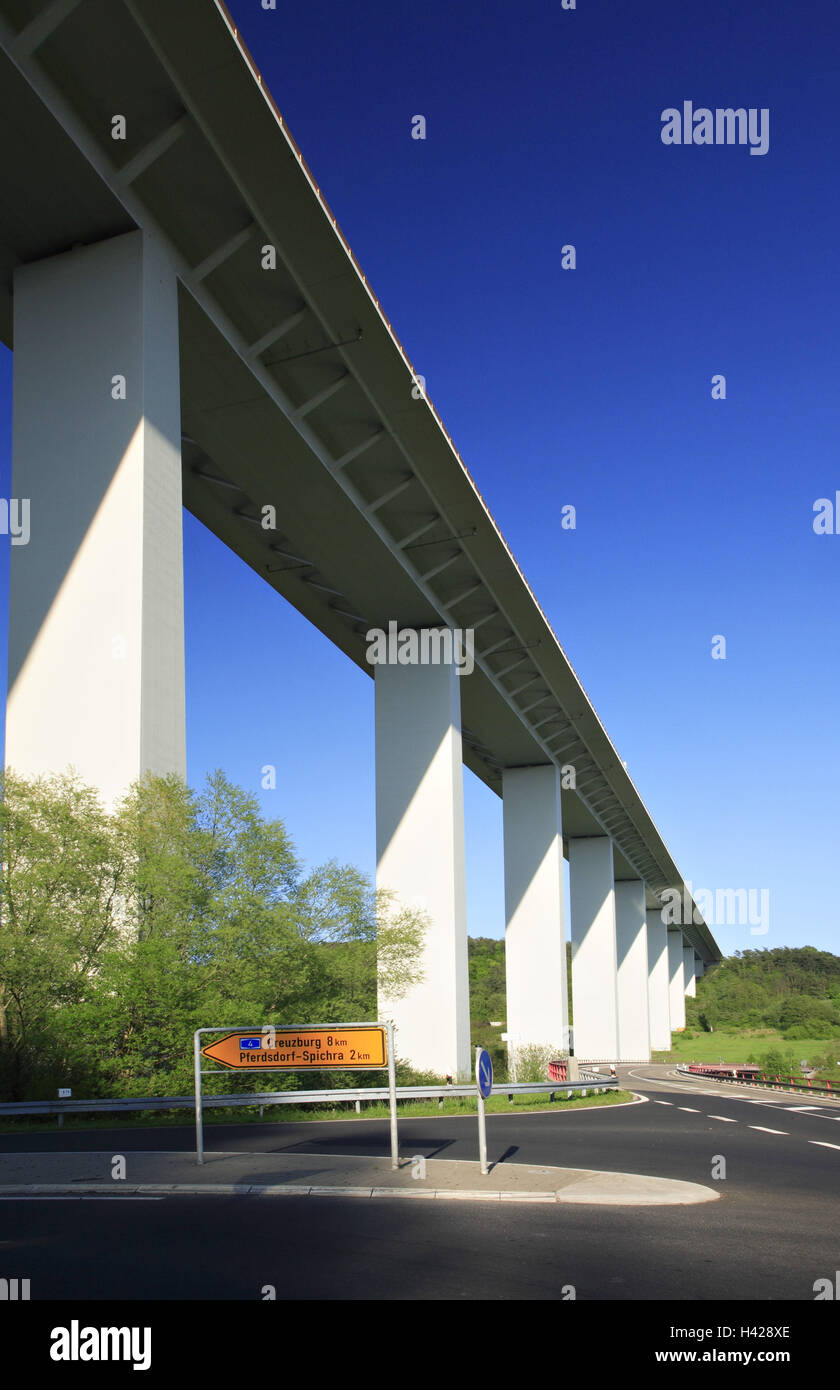 Werra bridge, Herleshausen, Autobahn A4, Thuringia, Germany, Stock Photo