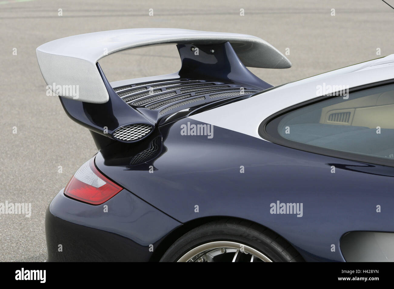 Gemballa Porsche, Avalanche, blue white, detail, page behind, spoiler Stock Photo