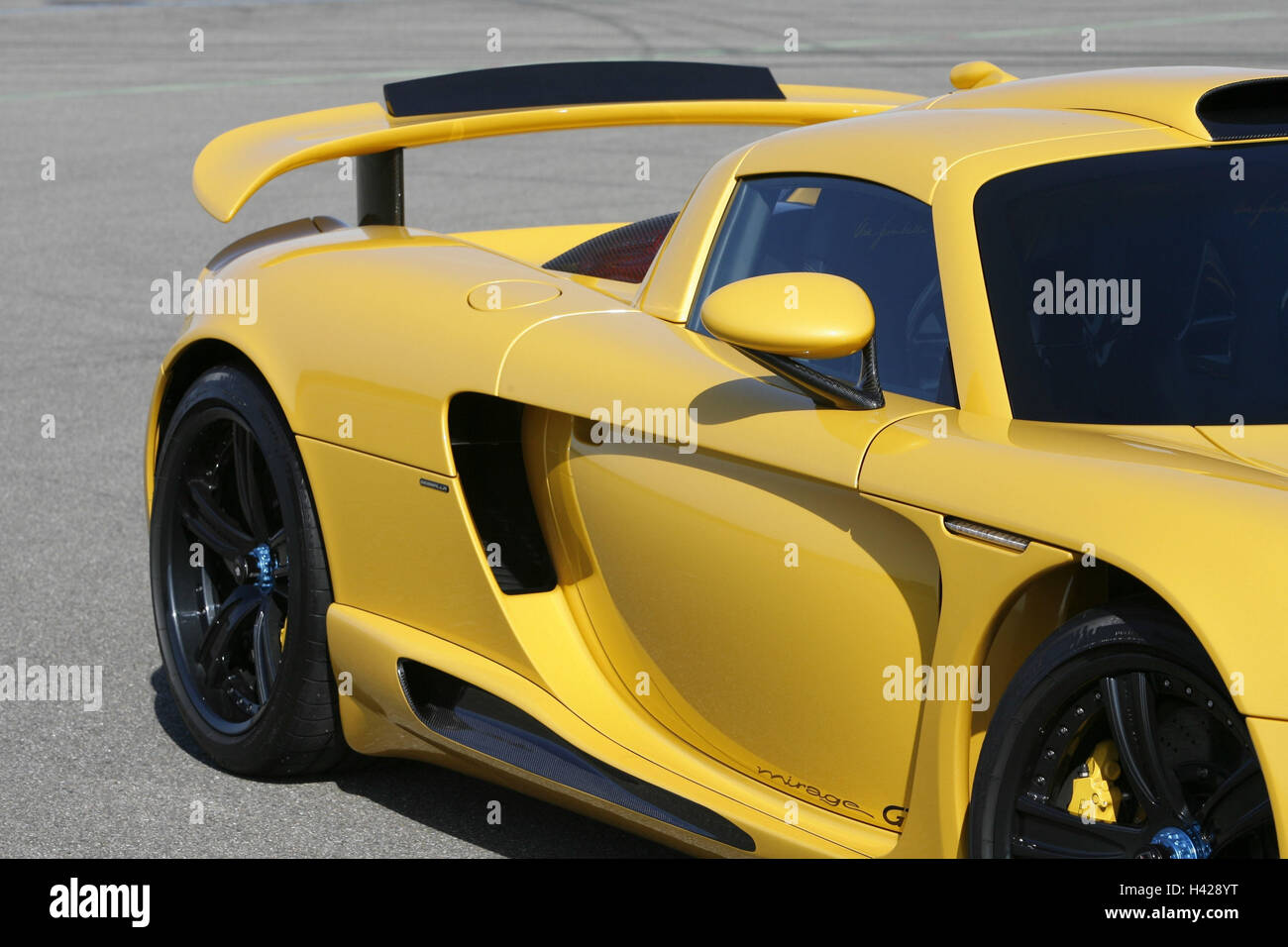 Of Gemballa' Mirage GT', Porsche, yellow, outside, view kerbside on rear Stock Photo