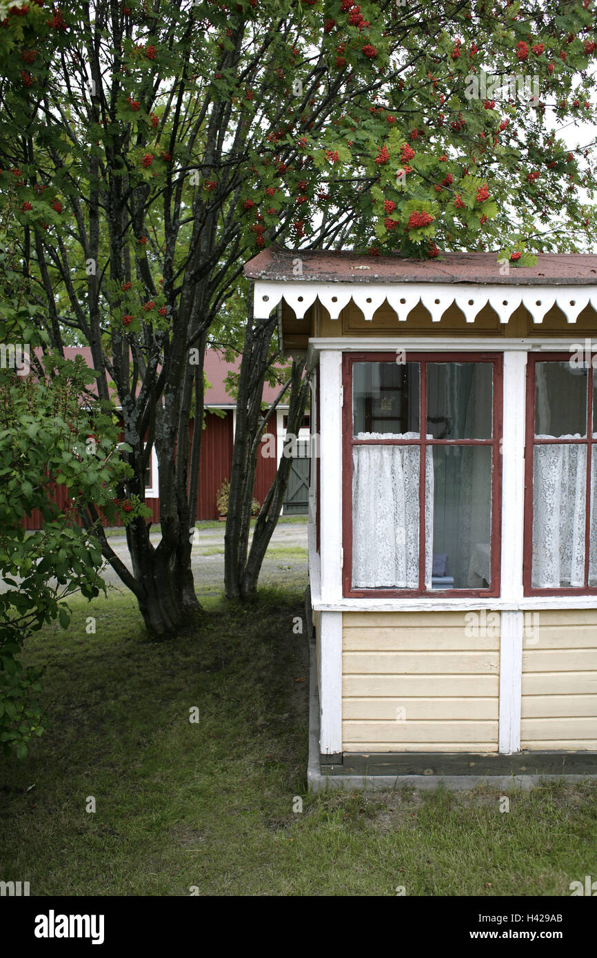 Sweden, Norrland, Norrbotten, Lulea, Gammelstad, timber house, detail, Stock Photo