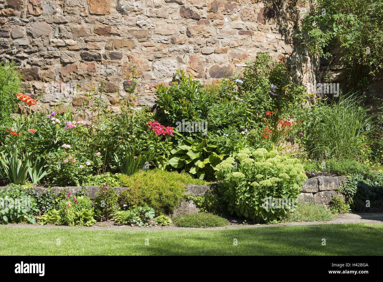 Stone Defensive Wall Cottage Gardens Germany Baden Wurttemberg