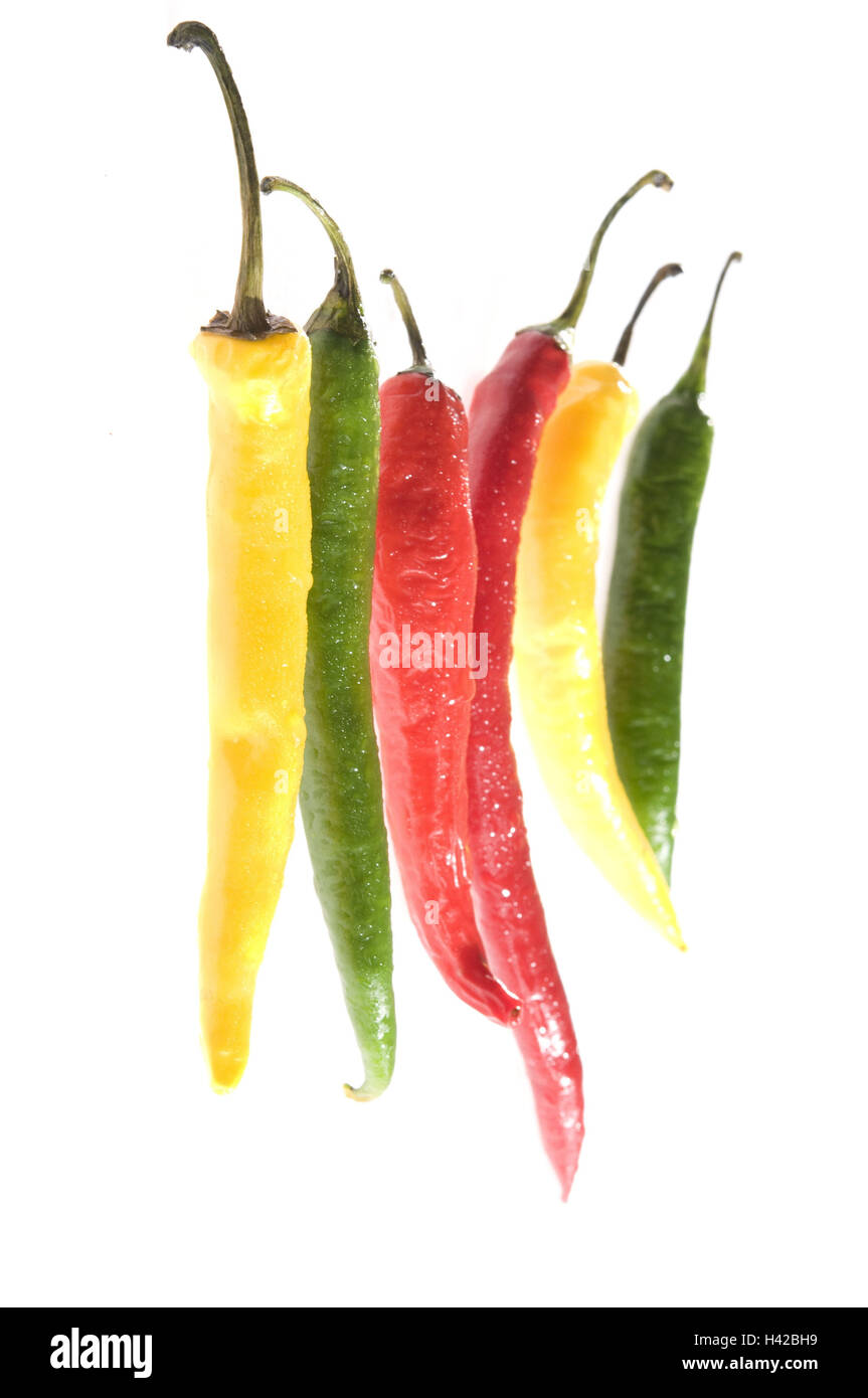 Peperonis, different colour, cut out Stock Photo - Alamy