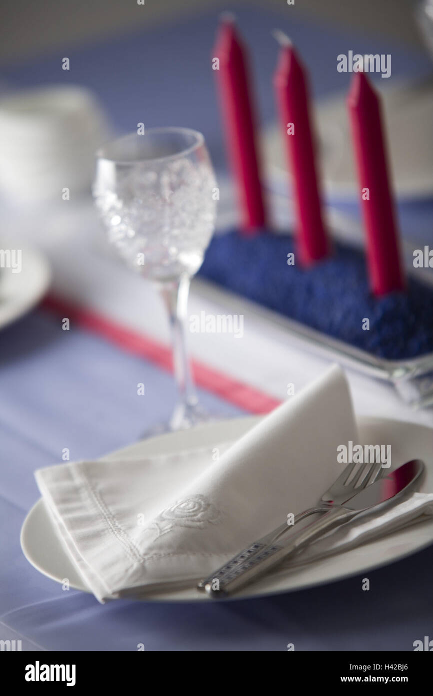 Table, covered, candles, curled, Stock Photo