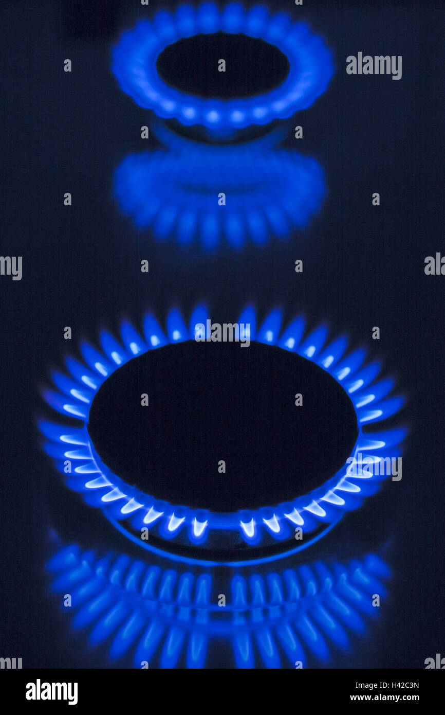 Gas flame, culinary focus, gas range, detail Stock Photo Alamy