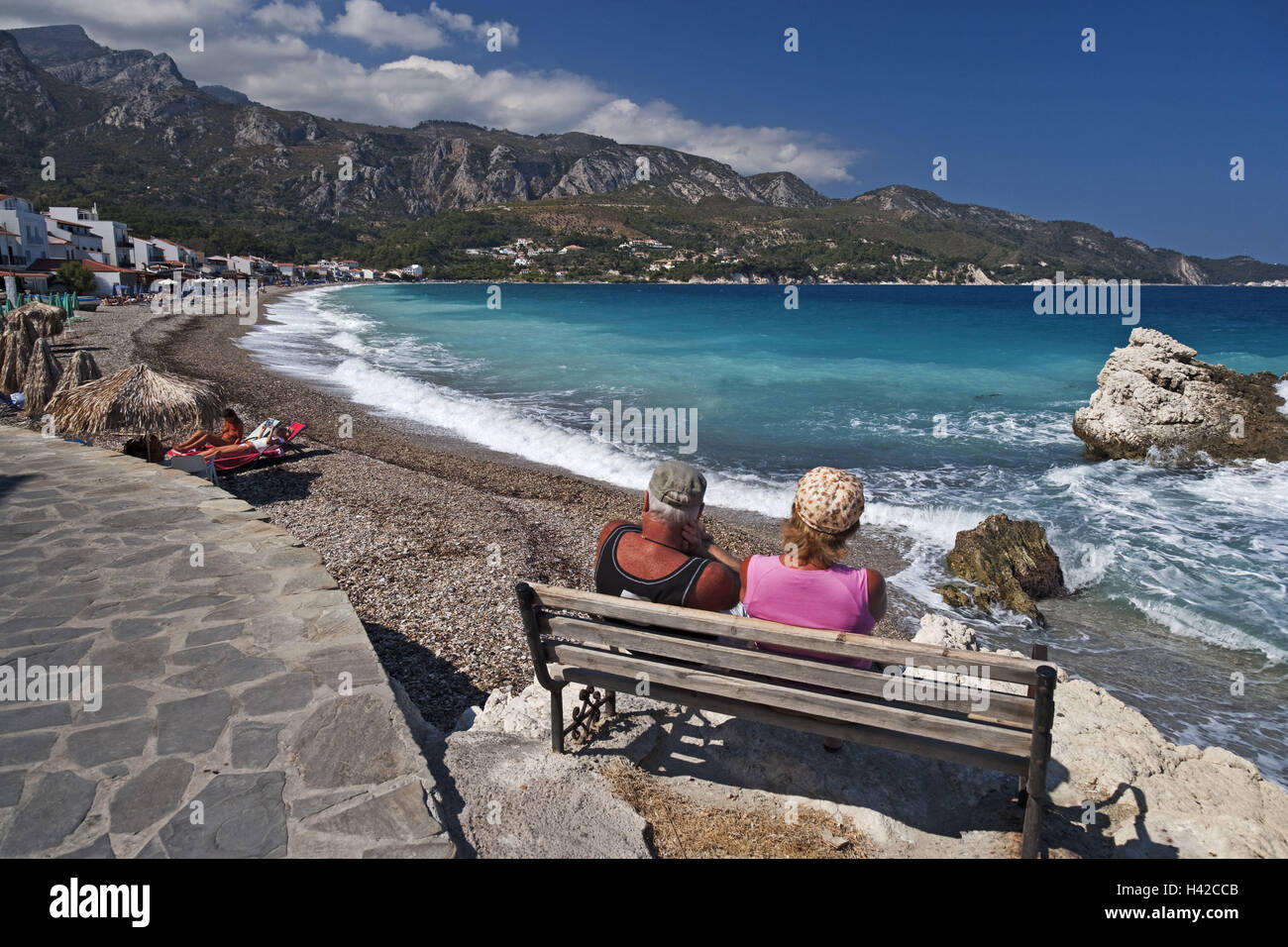 Beach, Kokkari, island Samos, Mediterranean island, Greece, Europe, Stock Photo