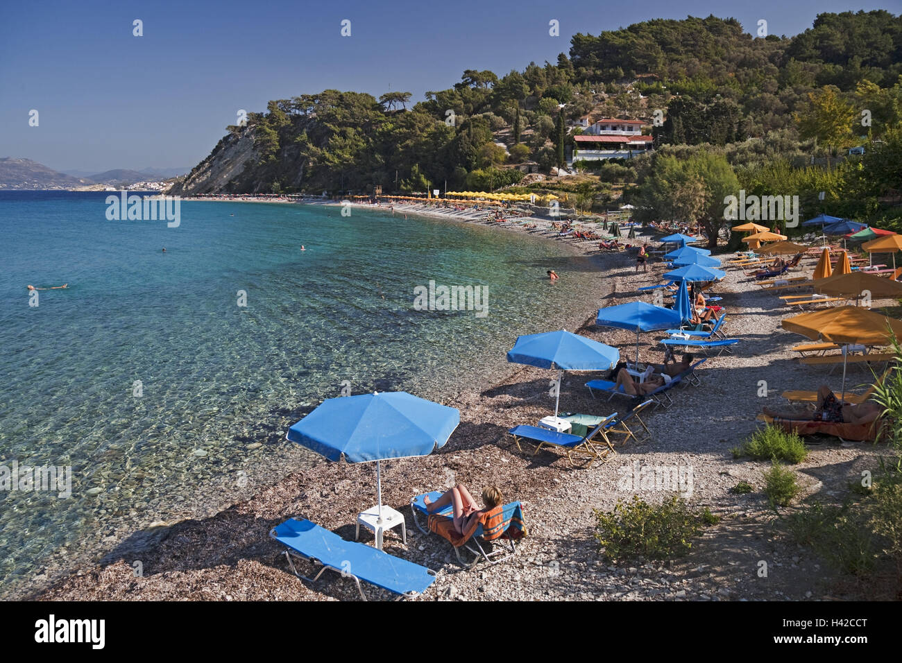 Bath bay, Tsamadou Beach, Kokkari, island Samos, Mediterranean island, Greece, Europe, Stock Photo