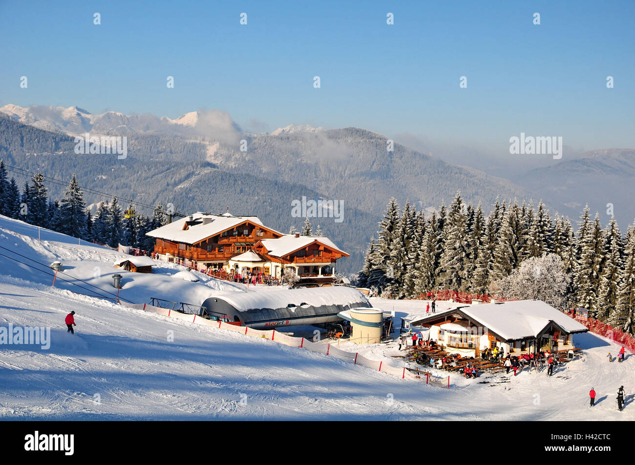 Austria, Salzburg country, Flachau, ski runway, ski hut Stock Photo - Alamy
