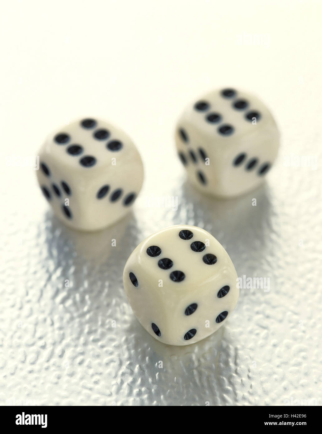 Cubes, luck, Sechsen, game chance, game, craps, throw dice, success, victory, profit, chance, leisure time, entertainment, parlour game, game cube, three, toss, number immediately, Sechserpasch, product photography, Still life Stock Photo