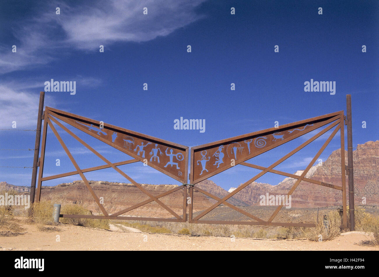The USA, Utah, Rockville, scenery, fence, iron gate, icons, Indian North America, America