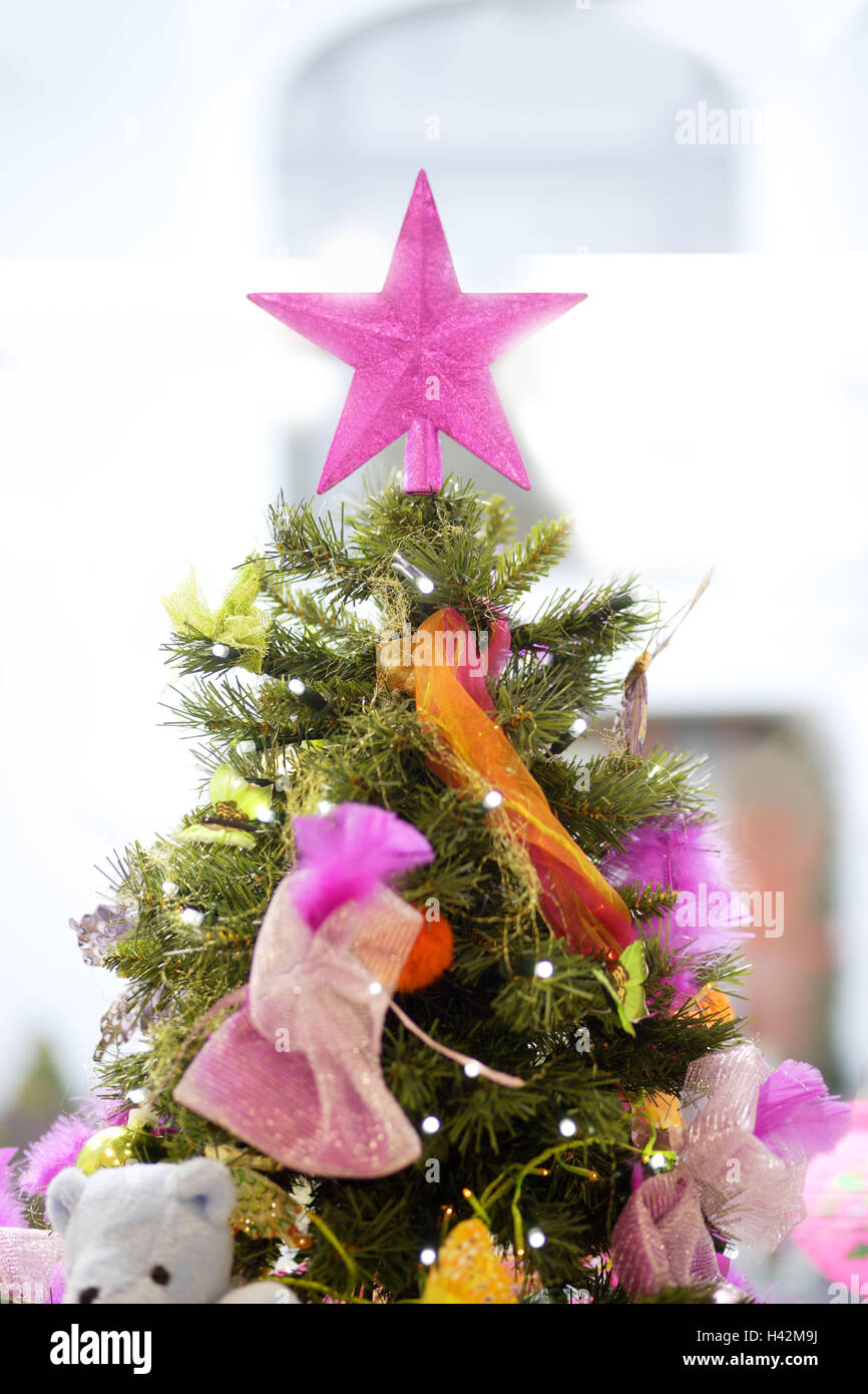 A white angel mannequin with white Christmas tree and cage Stock Photo -  Alamy