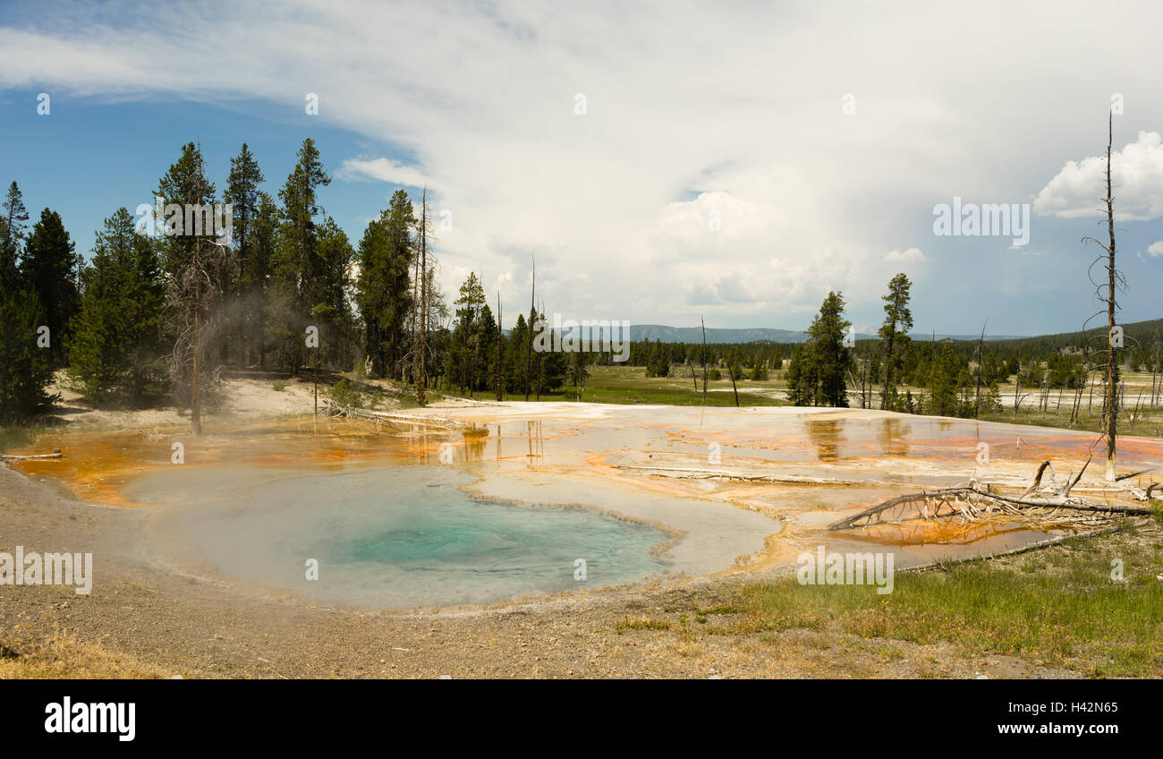 Hot Mineral Springs Bubble and Boil Yellowstone National Park Stock Photo
