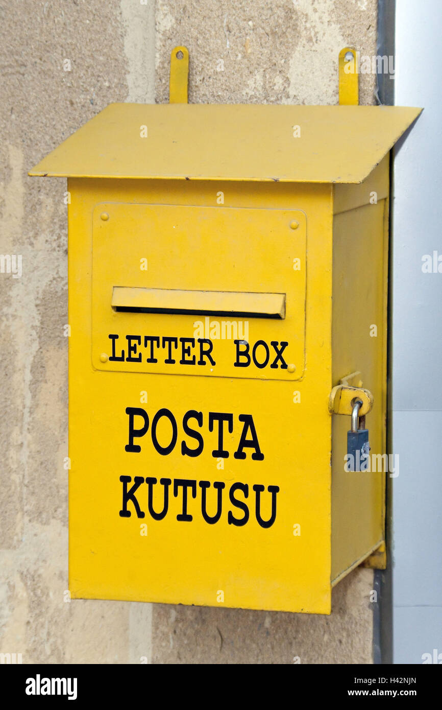 Cyprus, Nicosia, Postbox, padlock, Stock Photo