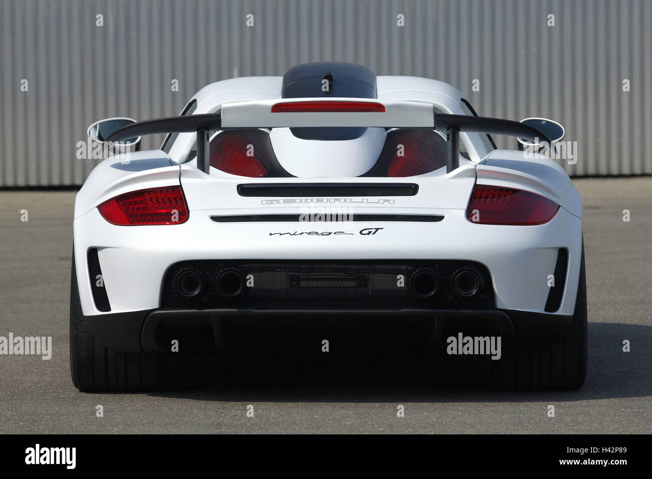 Porsche, Gemballa Mirage GT white, rear, no property release, Stock Photo