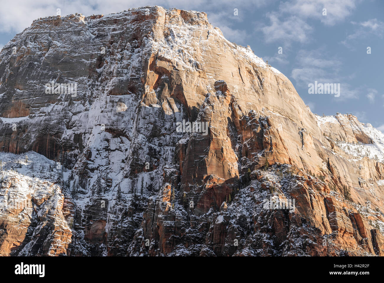 A snowy day in Utah's Zion National Park Stock Photo