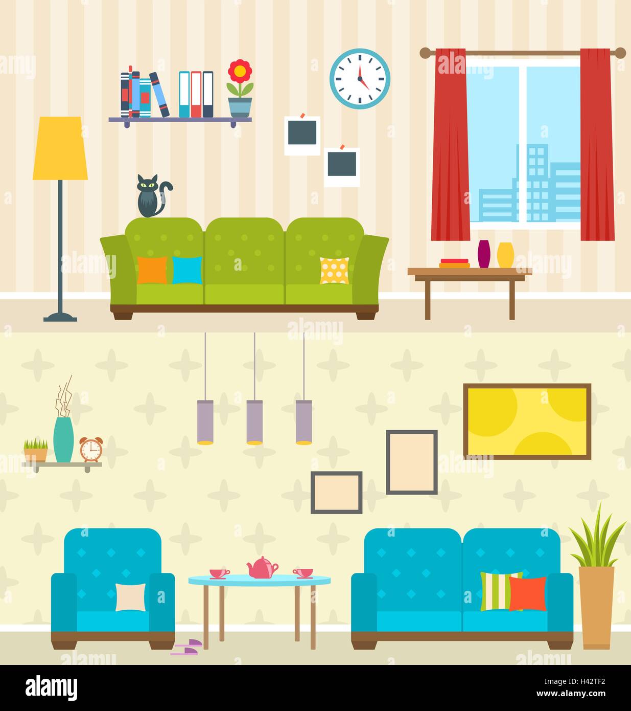 Contemporary design interiors Stock Vector Images - Alamy