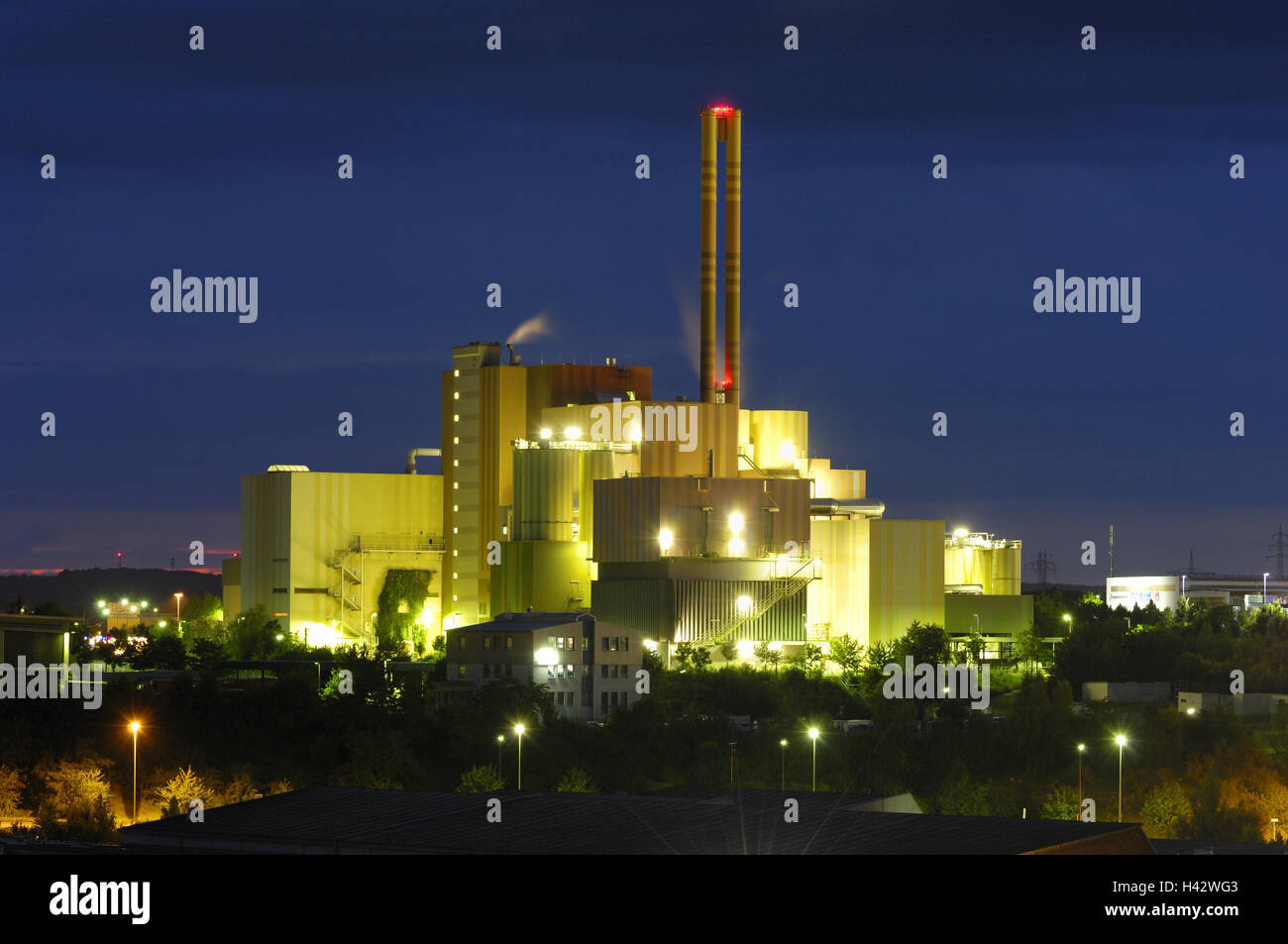 Germany, Bavaria, Lower Franconia, Wurzburg, waste incineration plant, Stock Photo