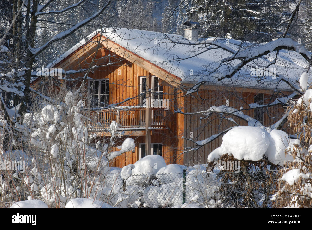 Germany, Bavaria, wooden house, wood, winter, real estate, building