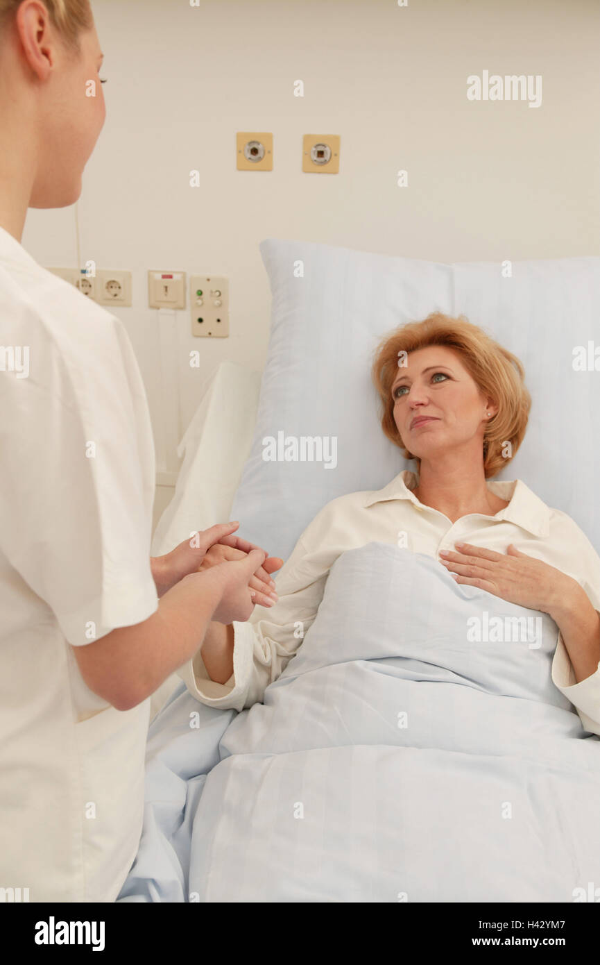 Wards, nurse, patient, hand hold, eye contact, entertainment, medicine, hospital, clinic