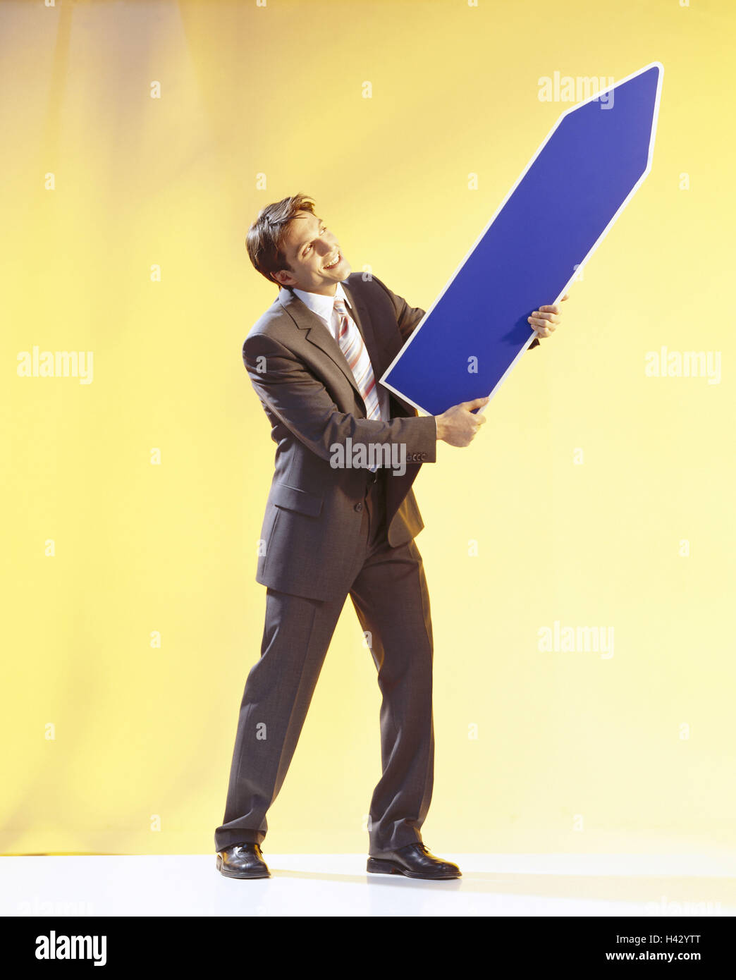 Manager, signposts, unmarked, hold, man, 30 years, businessman, smile ...