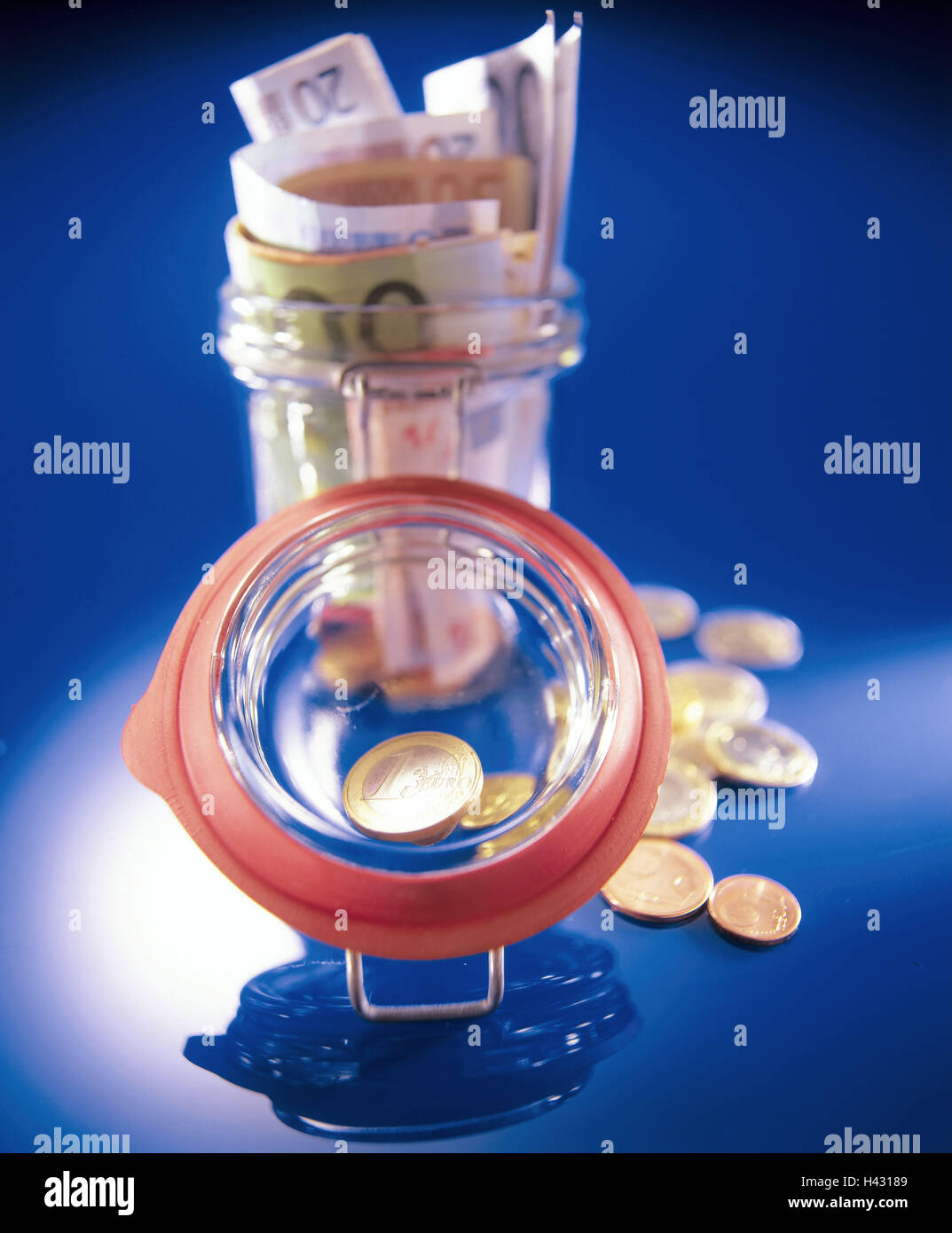 Preserving jar, openly, banknotes, coins preserving jar, preserving jar ...