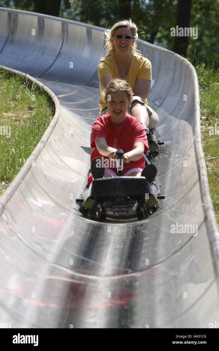 Summer toboggan run, nut, subsidiary, toboggan, drive, happy, view