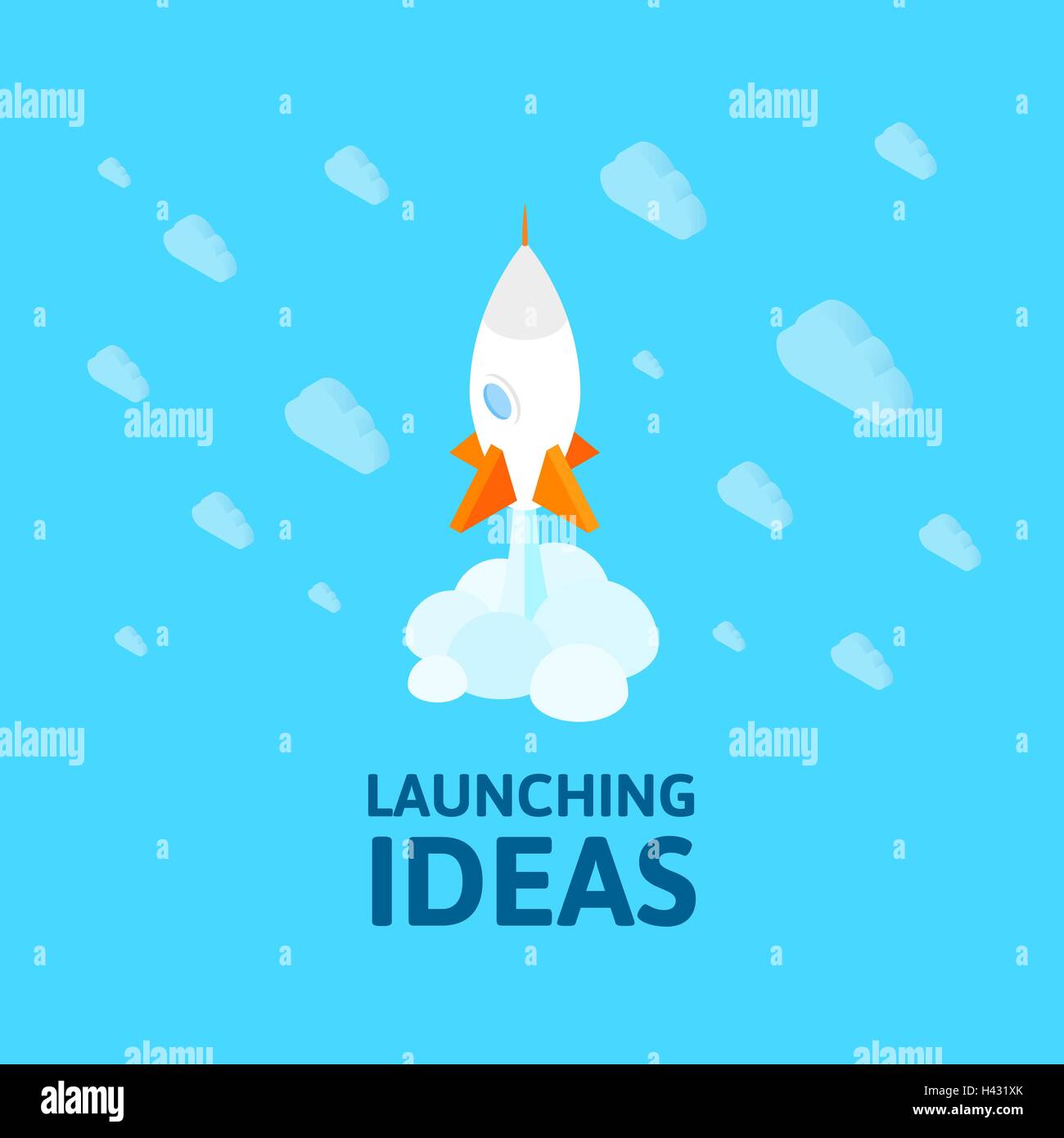 Flat isometric space symbol rocket ship icon, startup concept Stock ...