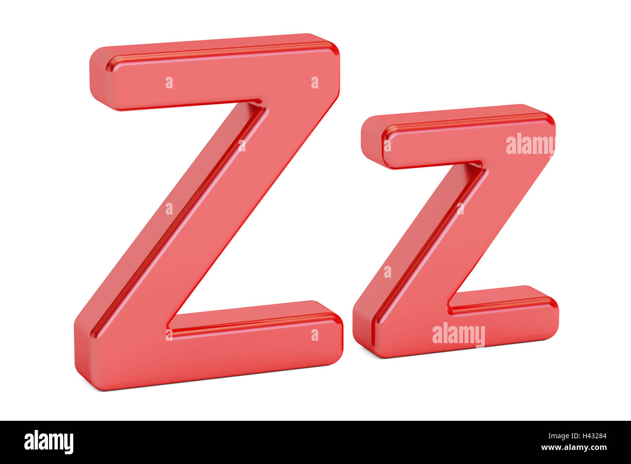 Capital and small red letter Z, 3D rendering isolated on white background Stock Photo