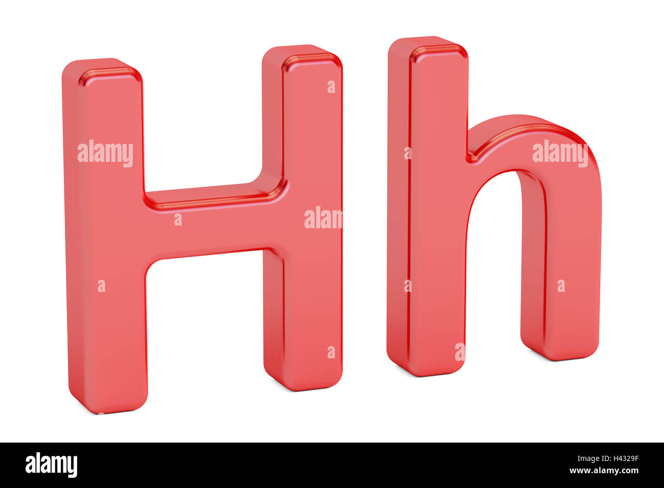 English letter H alphabet, 3D rendering isolated on white background Stock Photo
