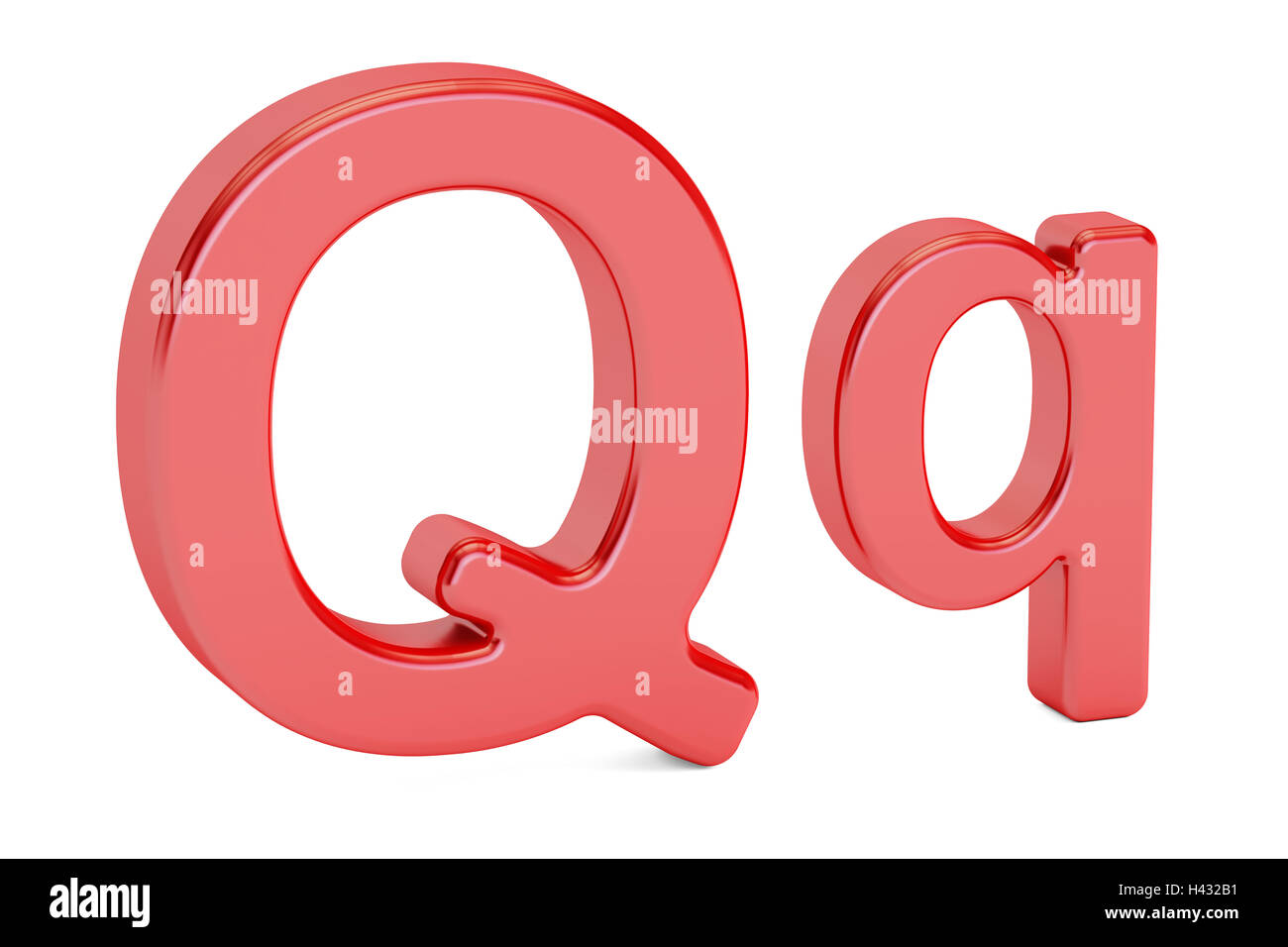 Red letter Q alphabet, 3D rendering isolated on white background Stock Photo