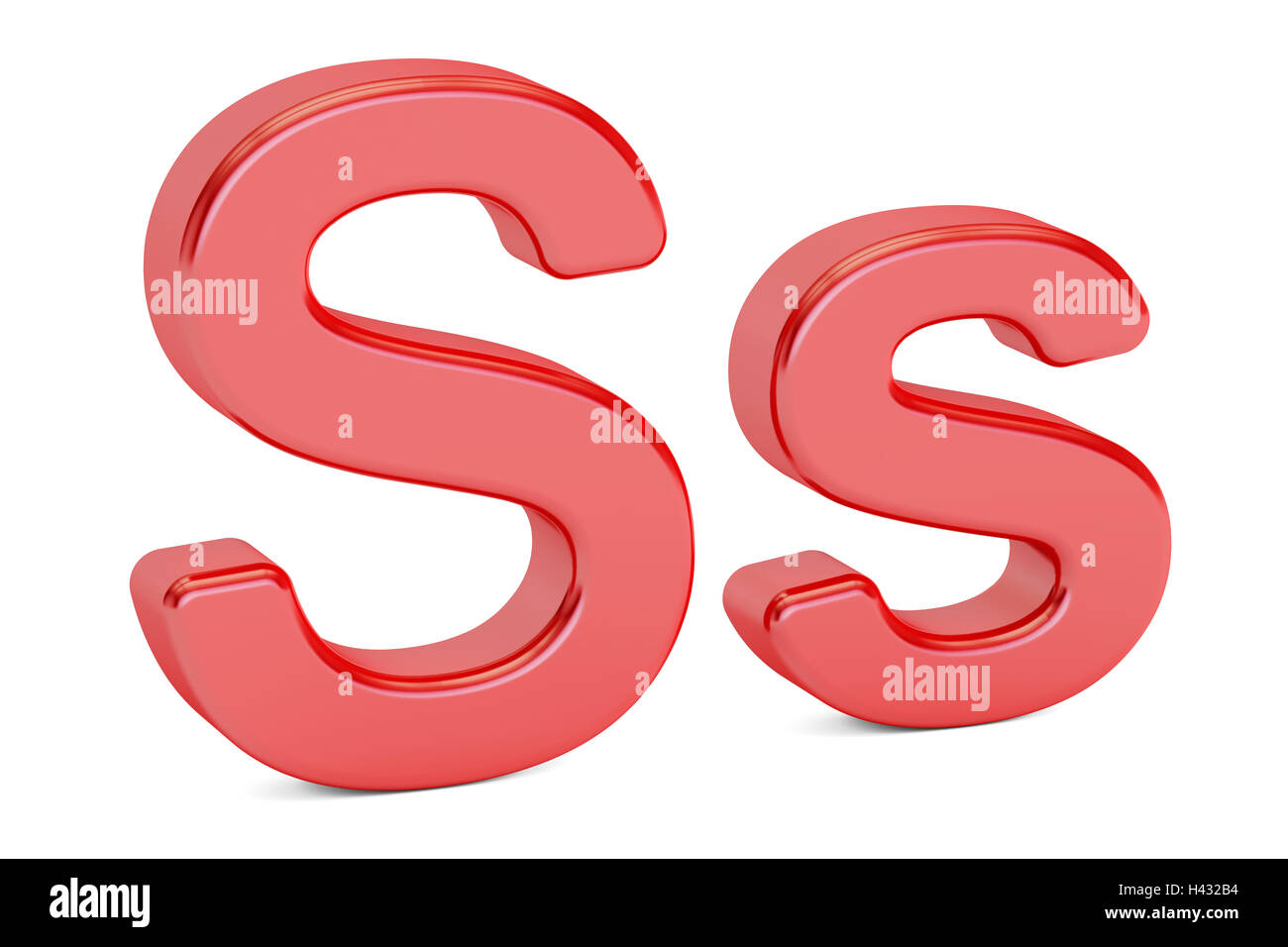 Red letter S alphabet, 3D rendering isolated on white background Stock Photo