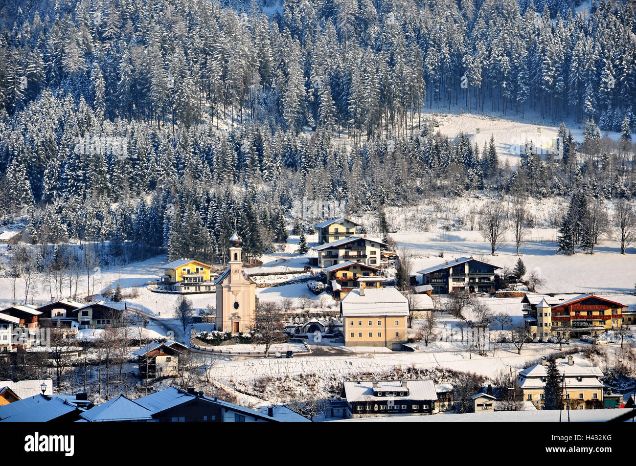 Austria Salzburg Country Flachau Town View Winter Stock Photo Alamy