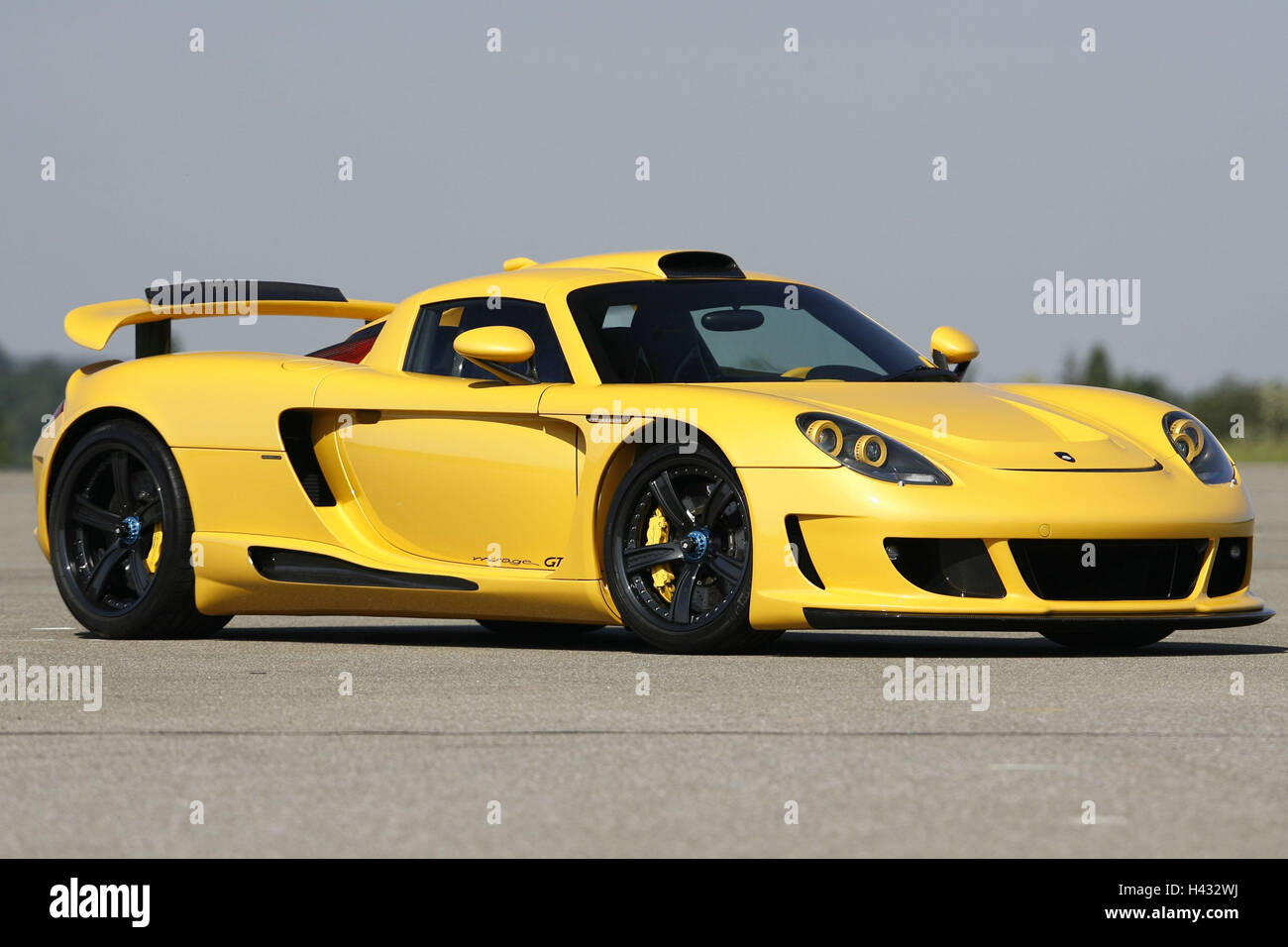 Of Gemballa' Mirage GT', Porsche, yellow, outside, diagonally, aslant from the front Stock Photo