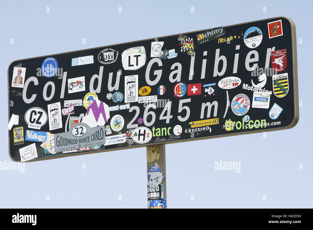 Sign 'Col you Galibier' Stock Photo