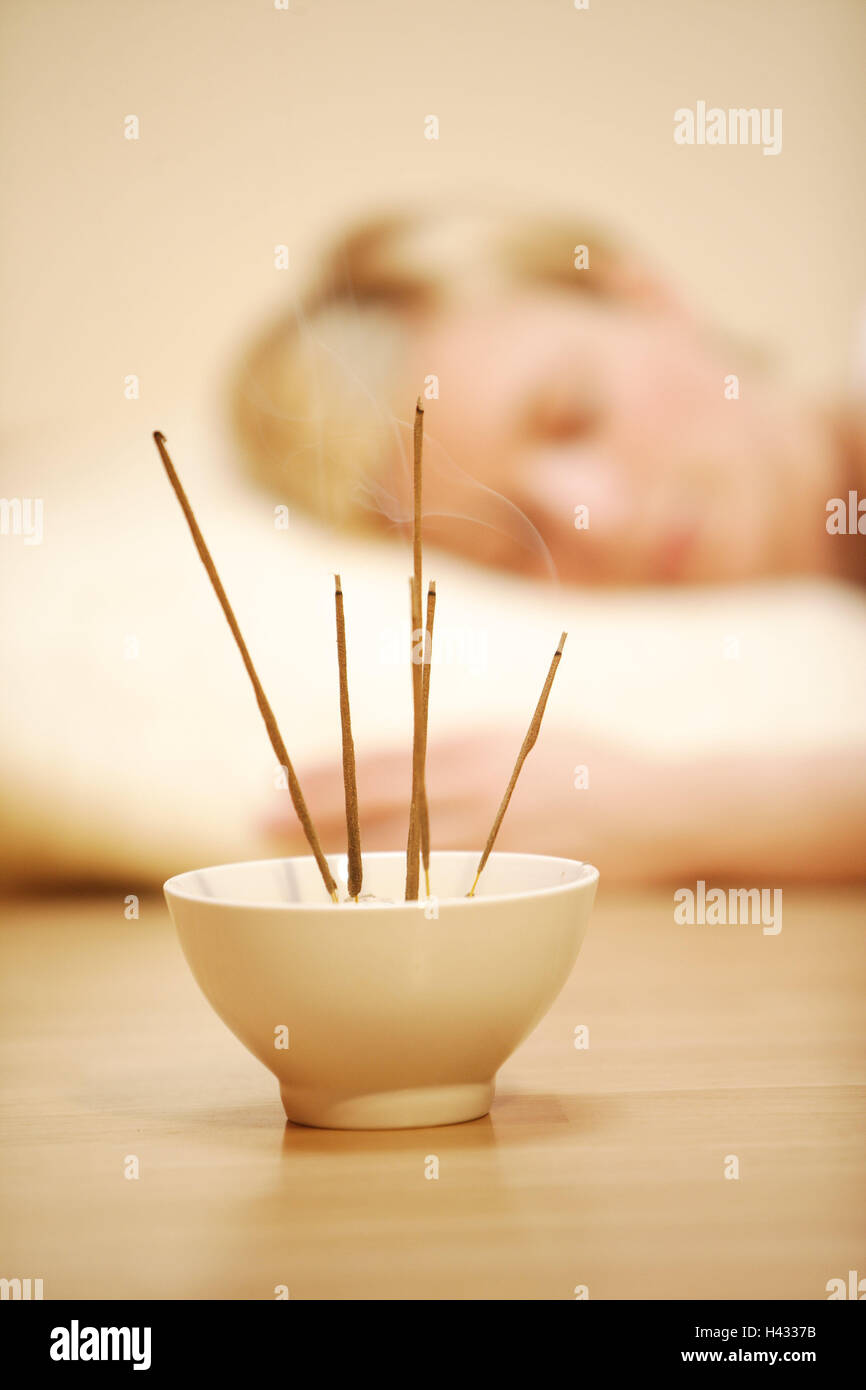 Bedroom, bowl, incense stick Stock Photo Alamy