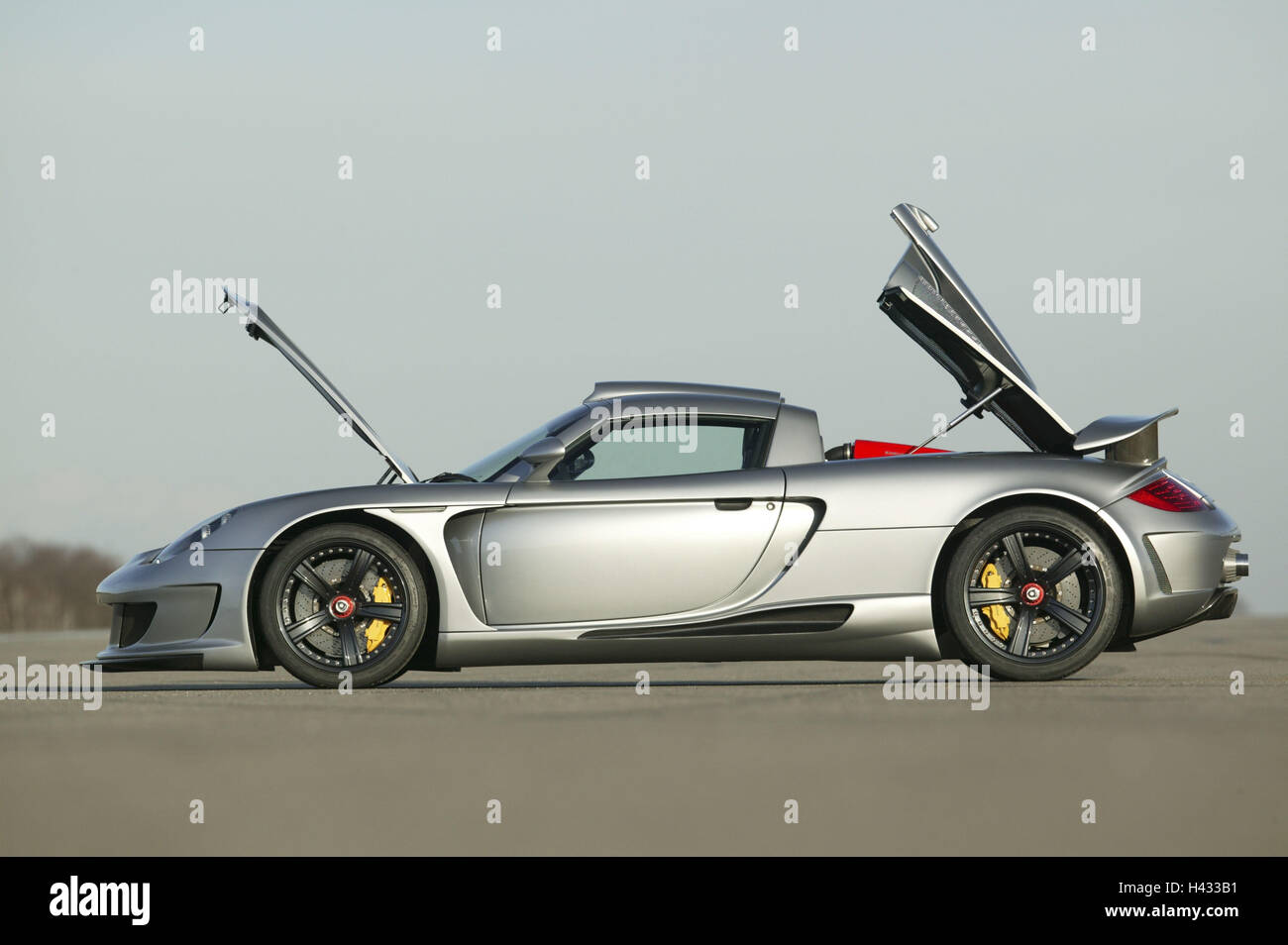 Gemballa Porsche, 'Mirage GT', silver, side view, opened Stock Photo