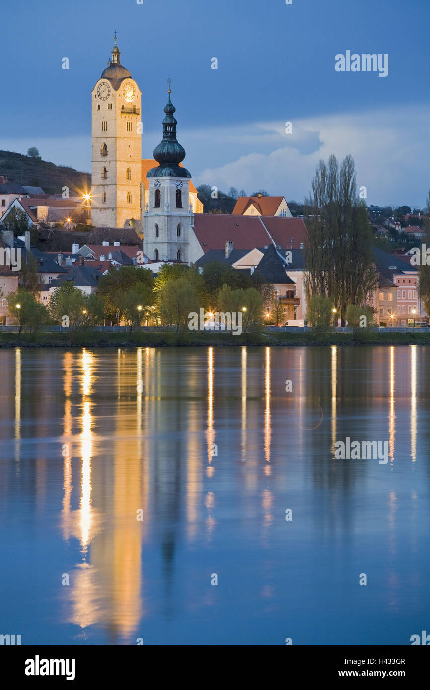 Austria, Wachau, Krems, the Danube, evening, Stock Photo