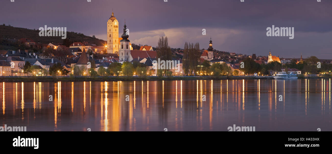 Austria, Wachau, Krems, the Danube, evening, Stock Photo