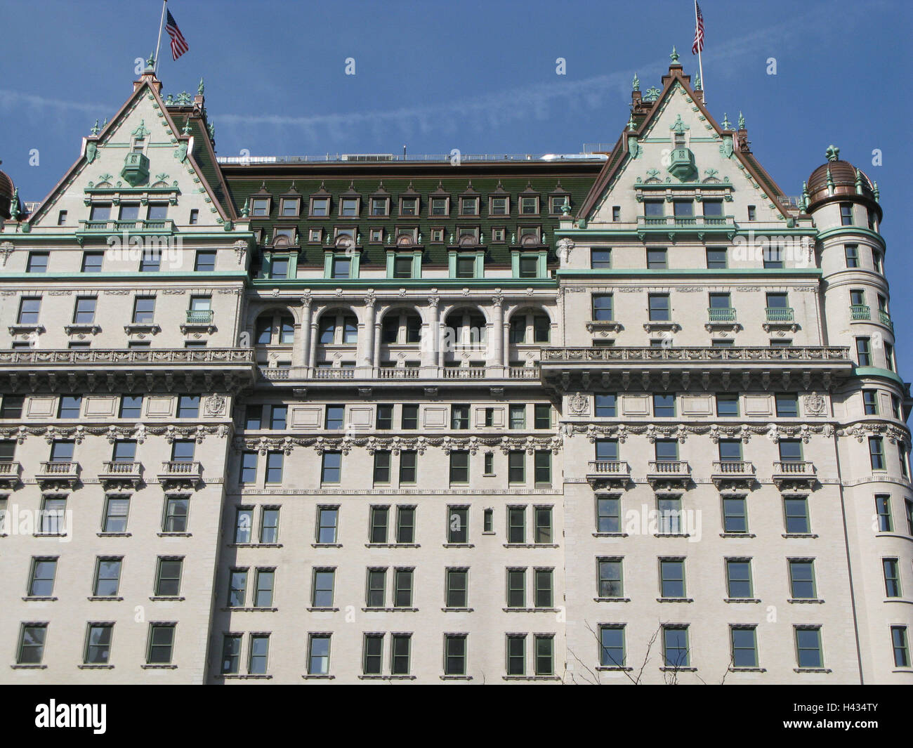 The USA, New York city, Manhattan, plaza Hotel, Facade, Detail, North America, town, destination, building, structure, hotel business, architecture, hotel building, five-star hotel, luxury, high-class hotel, nobly, steeped in tradition, outside, Stock Photo